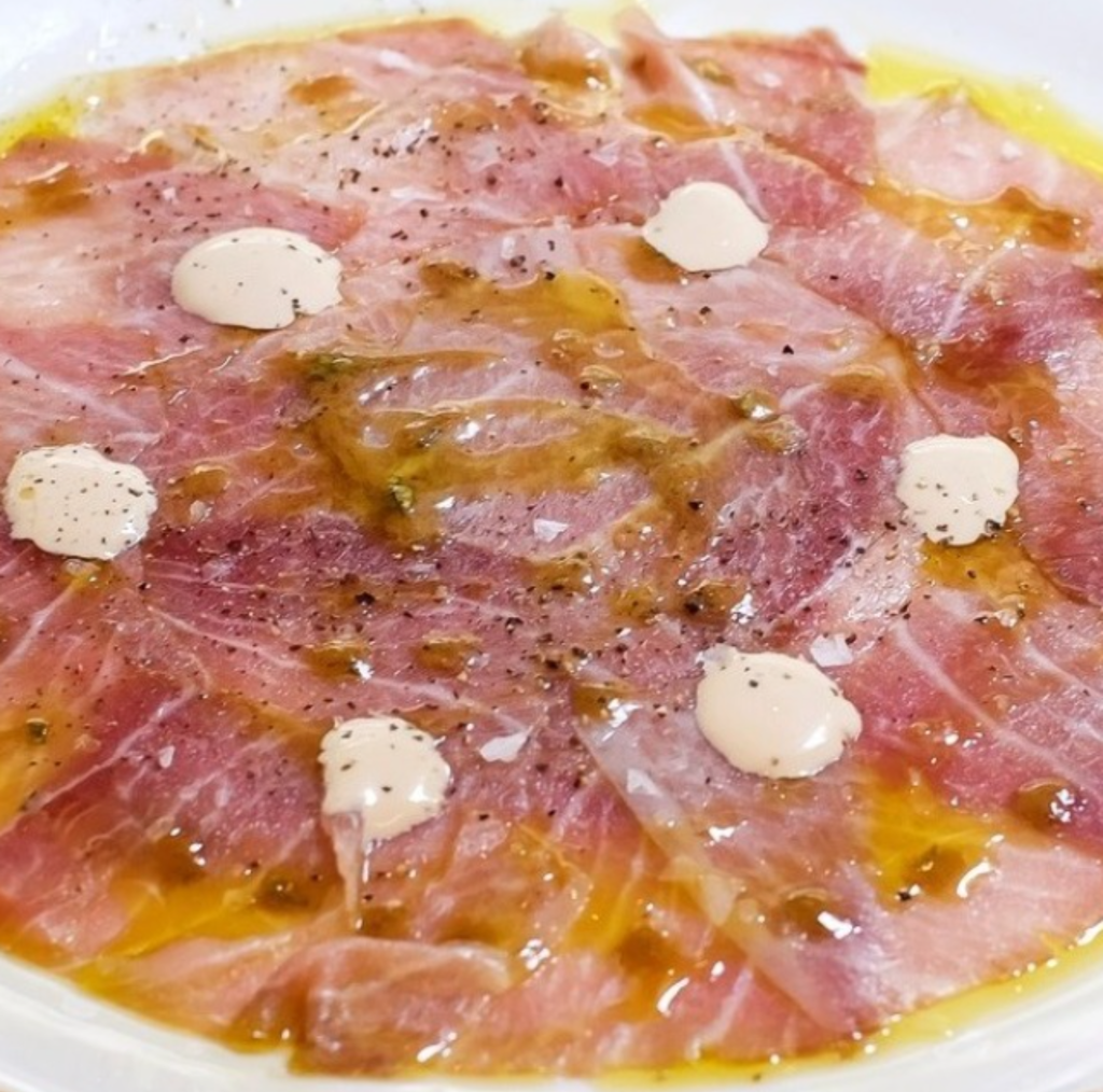 SMOKED BLUEFIN TUNA BELLY CARPACCIO